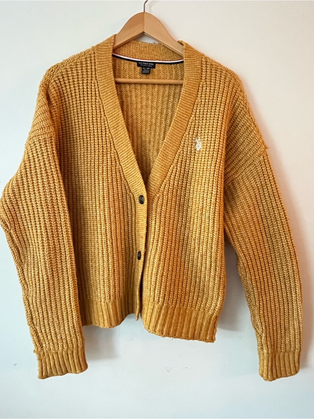Mustard Yellow Chunky Knit Cardigan XL